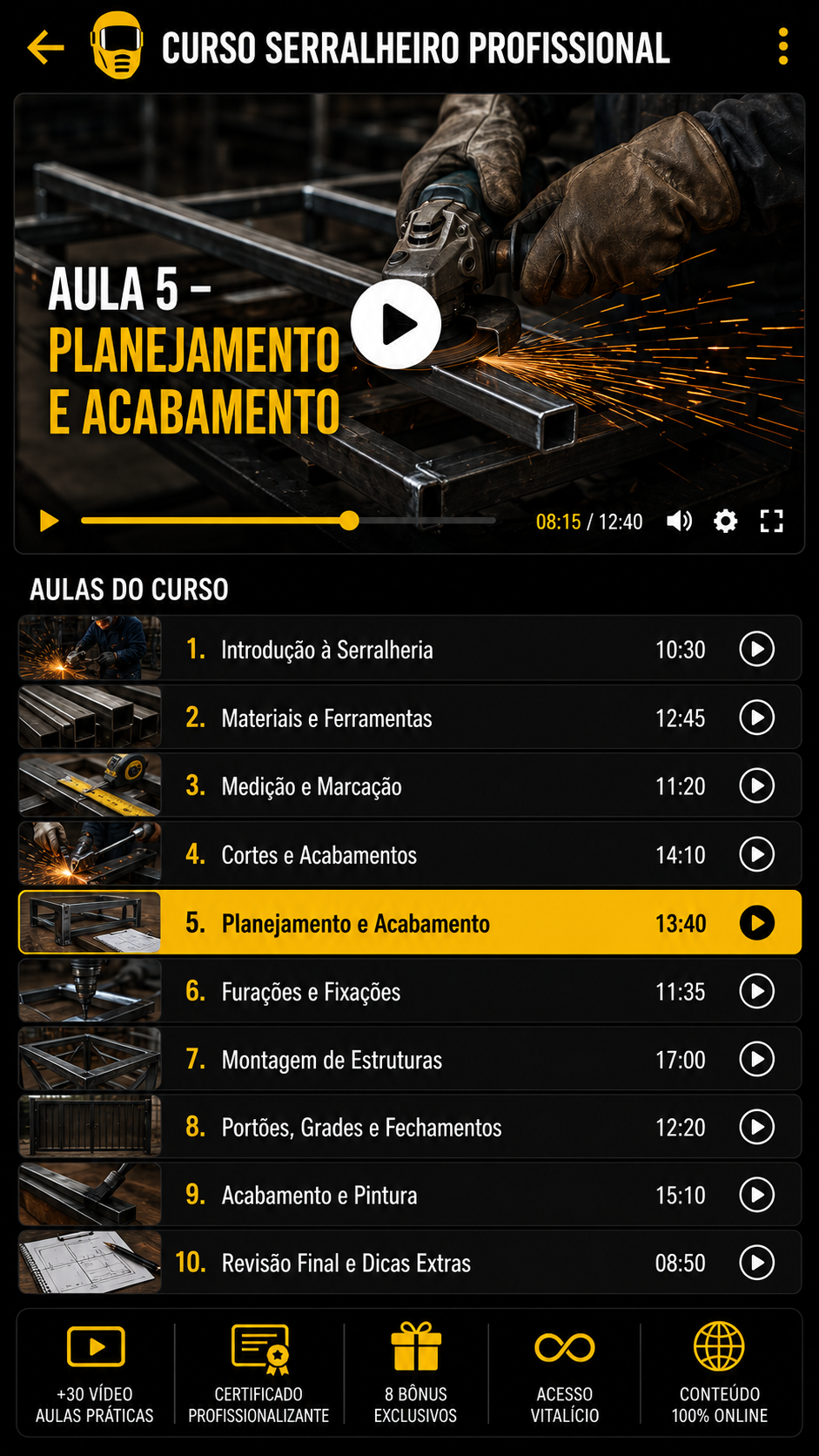 Aula 12 — Cortes precisos em metalon